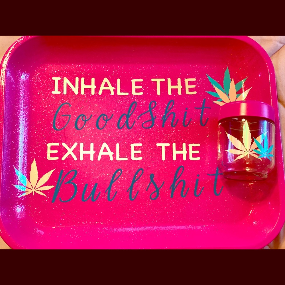 Custom Holographic glitter Tray and matching jar.